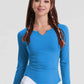 Notched Neck Ruched Sports Top
