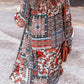 Printed Open Front Collared Neck Cardigan
