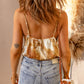 Printed Frill Trim Smocked Hem Cami
