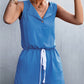 Sleeveless Buttoned Romper with Pockets