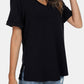 V-Neck Short Sleeve Slit T-Shirt
