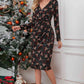 Christmas Element Print Long Sleeve Dress