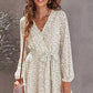 Tied Polka Dot Balloon Sleeve Layered Dress