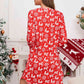 Christmas Element V-Neck Long Sleeve Mini Dress