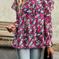 Printed Round Neck Flounce Sleeve Blouse