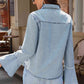 Button Front Flare Sleeve Denim Top