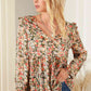 Floral V-Neck Babydoll Blouse