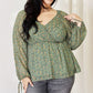 HEYSON Full Size Floral Surplice Peplum Blouse