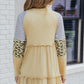 Frill Striped Leopard Round Neck Mini Dress