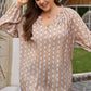 Plus Size Striped Notched Neck Blouse