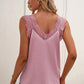 Swiss Dot Lace Trim V-Neck Tank