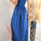One Shoulder Slit Ruched Maxi Dress