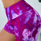 Tie-Dye Wide Waistband Yoga Shorts