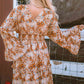 Floral Frill Trim V-Neck Smocked Dress
