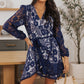 Pompom Trim Puff Sleeve Belted Lace Dress