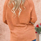 Waffle-Knit Leopard Long Sleeve Slit Blouse