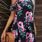 Floral Round Neck Cold-Shoulder Dress