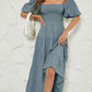 Smocked Square Neck Tiered Dress