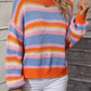 Striped Round Neck Dropped Shoulder Sweater
