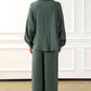 Collared Neck Top and Drawstring Pants Set