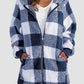 Plaid Zip Up Hooded Jacket with Pockets