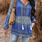 Tassel Tie Long Sleeve Peplum Blouse