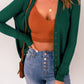 V-Neck Long Sleeve Button-Down Cardigan
