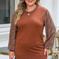 Plus Size Printed Dropped Shoulder Round Neck Blouse