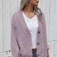 V-Neck Button-Down Dropped Shoulder Cardigan