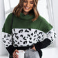 Leopard Turtleneck Dropped Shoulder Sweater