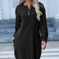Buttoned Round Neck Long Sleeve Sweater Dress