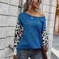 Leopard Round Neck Dropped Shoulder Sweater
