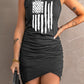 US Flag Graphic Tulip Hem Ruched Sleeveless Dress
