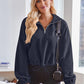 Half Zip Collared Neck Long Sleeve Sweatshirt
