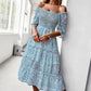 Ditsy Floral Off-Shoulder Smocked Midi Dress