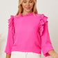 Frill Ruffled Three-Quarter Sleeve Blouse
