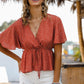 Printed Tied Flutter Sleeve Babydoll Blouse
