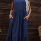 Round Neck Ruffle Hem Pocket Dress