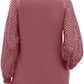 Full Size Eyelet Round Neck Long Sleeve T-Shirt