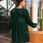 Plus Size Lace Detail V-Neck Balloon Sleeve Mini Dress