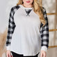 Hailey & Co Full Size Plaid Raglan Sleeve Round Neck Blouse
