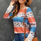 Leopard Color Block Lace Detail Blouse