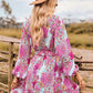 Printed Surplice Neck Long Sleeve Dress
