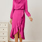 Mock Neck Ruffled Asymmetrical Dress