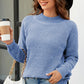 Waffle-Knit Round Neck Reglan Sleeve Sweater