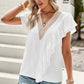Contrast Ruffle Trim Flutter Sleeve Blouse