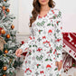 Christmas Element V-Neck Long Sleeve Mini Dress