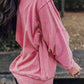 Exposed Seam Round Neck Long Sleeve Sweatshirt