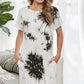 Tie-Dye Round Neck Tee Dress with Pockets