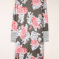 Stripe Detail Sleeve Floral Print Cardigan
